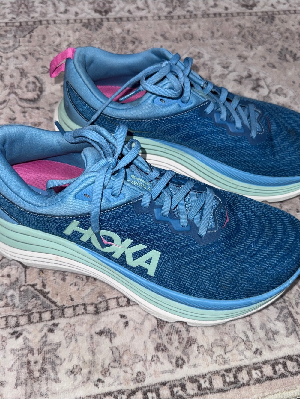 Hoka One One Gaviota 5 Womens ALJ Alpine Blue Running Athletic Shoes Size 9B